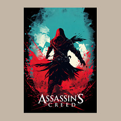 Свитшот хлопковый мужской Assassins creed red blue abstract, цвет: миндальный — фото 2