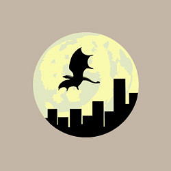 Свитшот хлопковый мужской Дракон, летящий над городом, цвет: миндальный — фото 2