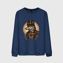Свитшот хлопковый мужской Волк симпатик, цвет: тёмно-синий