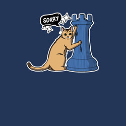 Свитшот хлопковый мужской Кот Басимус и шахматная ладья, цвет: тёмно-синий — фото 2