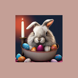 Свитшот хлопковый мужской Пасхальный зайчик при свечах, цвет: пыльно-розовый — фото 2