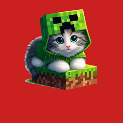 Свитшот хлопковый мужской Kitten creeper collaboration - ai art, цвет: красный — фото 2