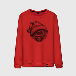Свитшот хлопковый мужской Новогодний детеныш гориллы, цвет: красный