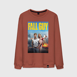 Свитшот хлопковый мужской Ryan Gosling and Emily Blunt the fall guy, цвет: кирпичный