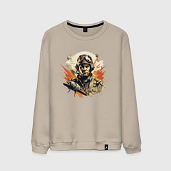 Свитшот хлопковый мужской Пилот 9 Мая, цвет: миндальный