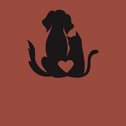 Свитшот хлопковый мужской Dog and cat love, цвет: кирпичный — фото 2