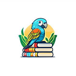 Свитшот хлопковый мужской Попугай на стопке книг, цвет: белый — фото 2