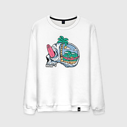 Свитшот хлопковый мужской Dead summer skull, цвет: белый