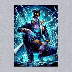 Свитшот хлопковый мужской Jotaro Kujo - neon glow ai art, цвет: меланж — фото 2