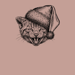 Свитшот хлопковый мужской Новогодний котенок в колпаке, цвет: пыльно-розовый — фото 2