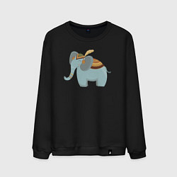 Свитшот хлопковый мужской Cute elephant, цвет: черный