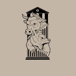 Свитшот хлопковый мужской Символы биржи бык и медведь, цвет: миндальный — фото 2