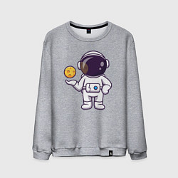 Свитшот хлопковый мужской Космонавт и планета, цвет: меланж