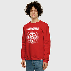 Свитшот хлопковый мужской Ramones rock panda, цвет: красный — фото 2