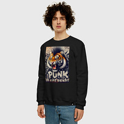 Свитшот хлопковый мужской Cool tiger - punks not dead, цвет: черный — фото 2