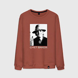 Свитшот хлопковый мужской Chet Baker jazz legend, цвет: кирпичный