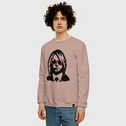 Свитшот хлопковый мужской Kurt Cobain Nirvana portrait, цвет: пыльно-розовый — фото 2