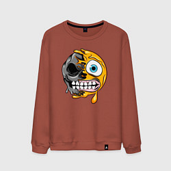 Свитшот хлопковый мужской Зубастый смайлик, цвет: кирпичный