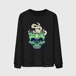 Свитшот хлопковый мужской Skull smoke, цвет: черный