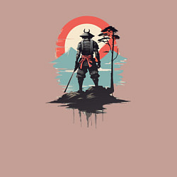 Свитшот хлопковый мужской Силуэт самурая на закате, цвет: пыльно-розовый — фото 2