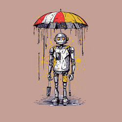 Свитшот хлопковый мужской Одинокий робот под зонтом, цвет: пыльно-розовый — фото 2