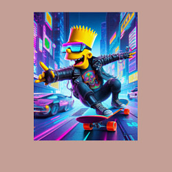 Свитшот хлопковый мужской Барт Симпсон на скейтборде - нейросеть, цвет: пыльно-розовый — фото 2