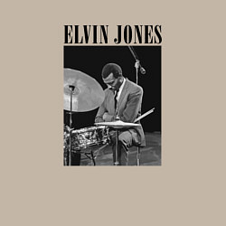 Свитшот хлопковый мужской Elvin Jones great jazz drummer, цвет: миндальный — фото 2