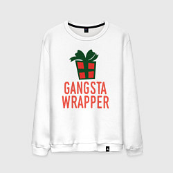 Свитшот хлопковый мужской Gangsta wrapper, цвет: белый