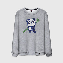 Свитшот хлопковый мужской Панда воин, цвет: меланж