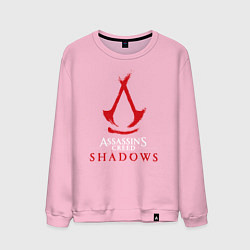 Свитшот хлопковый мужской Assassins creed shadows logo, цвет: светло-розовый