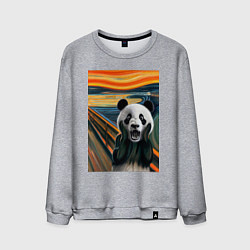 Свитшот хлопковый мужской Панда: Крик- мем картина от нейросети, цвет: меланж
