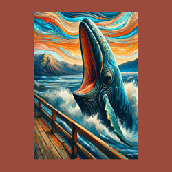 Свитшот хлопковый мужской Кит кричит - мем нейросеть, цвет: кирпичный — фото 2