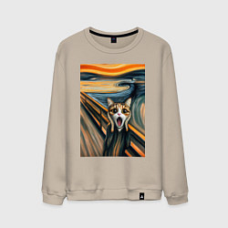 Мужской свитшот Кошка кричит - мем нейросеть