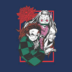 Свитшот хлопковый мужской Клинок рассекающий демонов Незуко и Тандзиро цвето, цвет: тёмно-синий — фото 2