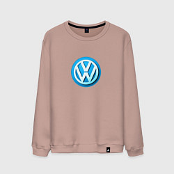 Свитшот хлопковый мужской Volkswagen logo blue, цвет: пыльно-розовый