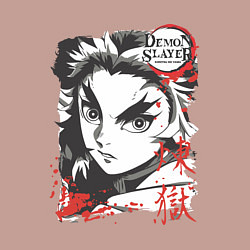 Свитшот хлопковый мужской Клинок рассекающий демонов Ренгоку demon slayer, цвет: пыльно-розовый — фото 2