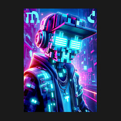 Свитшот хлопковый мужской Minecraft and Cyberpunk collaboration - ai art neo, цвет: черный — фото 2