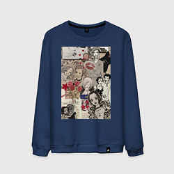 Свитшот хлопковый мужской Нана Осаки коллаж, цвет: тёмно-синий