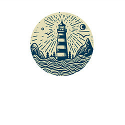 Свитшот хлопковый мужской Стилизованный ночной морской пейзаж и маяк, цвет: белый — фото 2