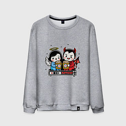 Мужской свитшот Ангел и чертик с попкорном