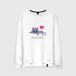 Свитшот хлопковый мужской Полна сил и энергии, цвет: белый