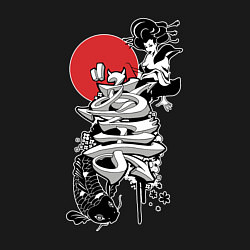 Свитшот хлопковый мужской Японская гейша - типографика, цвет: черный — фото 2