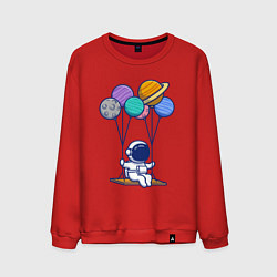 Свитшот хлопковый мужской Качели в космосе, цвет: красный