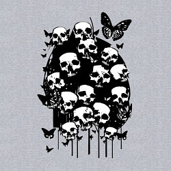 Свитшот хлопковый мужской Черепа и бабочки - нейросеть, цвет: меланж — фото 2