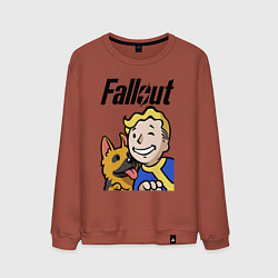 Свитшот хлопковый мужской Vault boy and shepherd, цвет: кирпичный