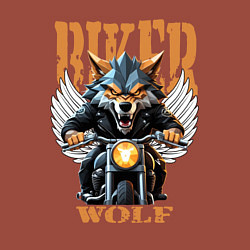 Свитшот хлопковый мужской Байкер волк на мотоцикле, цвет: кирпичный — фото 2