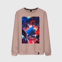 Свитшот хлопковый мужской Магическая битва Сатору Годзё Сукуна Рёмэн, цвет: пыльно-розовый