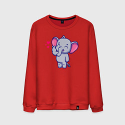 Свитшот хлопковый мужской Влюблённый слонёнок, цвет: красный