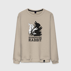 Свитшот хлопковый мужской Кролик ручной работы, цвет: миндальный