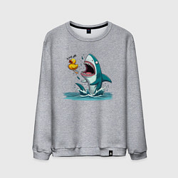 Свитшот хлопковый мужской Утёнок кричит акуле - отвали, цвет: меланж